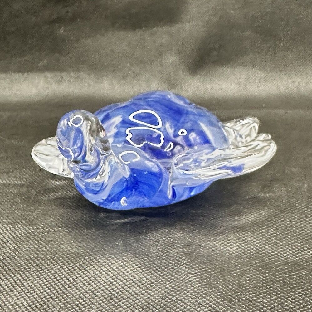 Glass Sea Turtle Paperweight Figurine Dynasty Gallery Handcrafted Blue & Clear